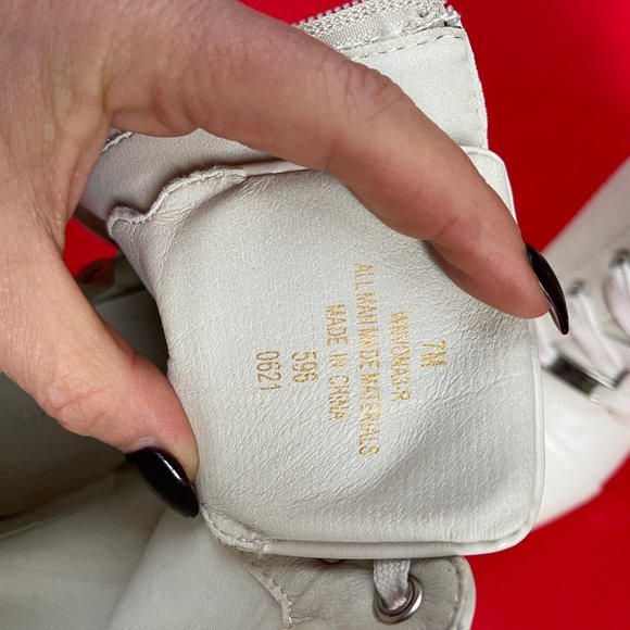 NWT Nine West Off White Leather combat ankle boots - Picture 6 of 11